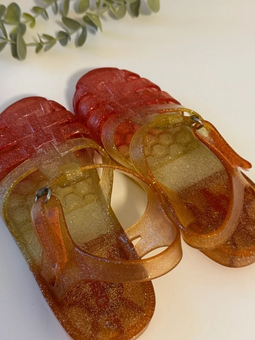 Jelly Sandals for Girls Ombre Glitter Pink & Gold | Summer Beach Shoes Size 11